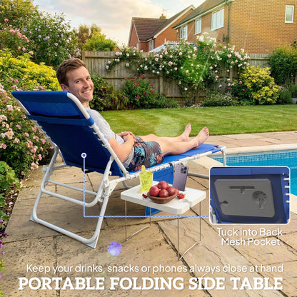 Chaise longue pliante avec trou facial et table latérale