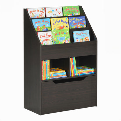 Bibliothèque enfants avec rangement tiroir roulettes