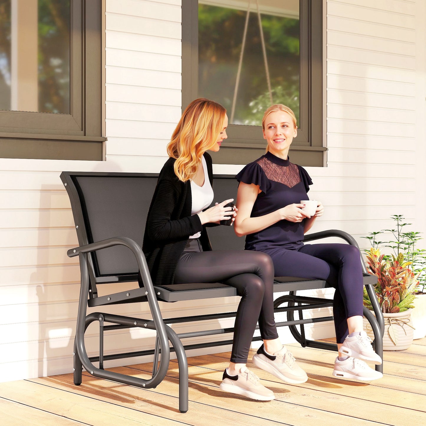 Balançoire de jardin double à bascule pour patio