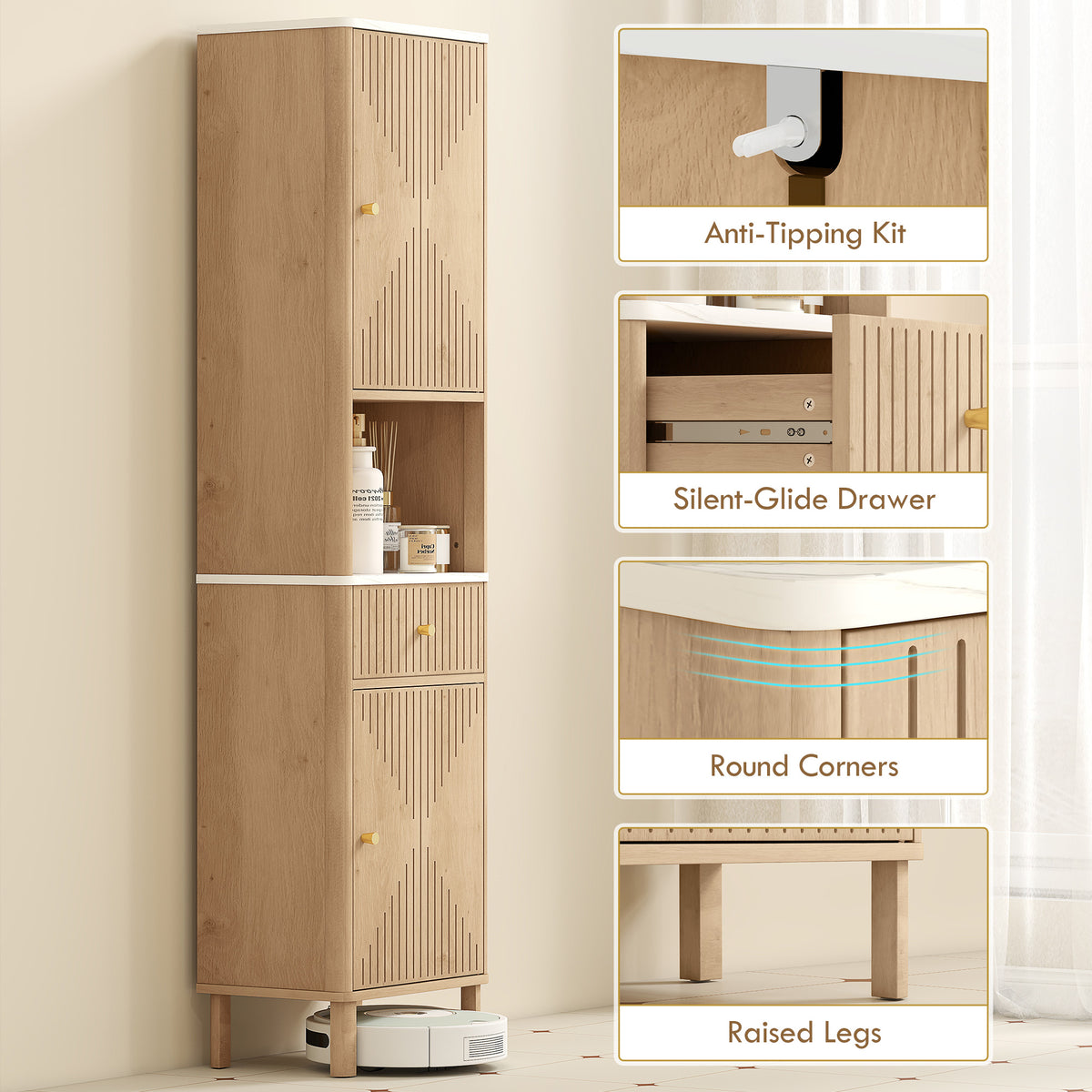 Armoire salle de bain 66 po — Chêne