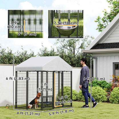Chenil extérieur en métal avec toit imperméable