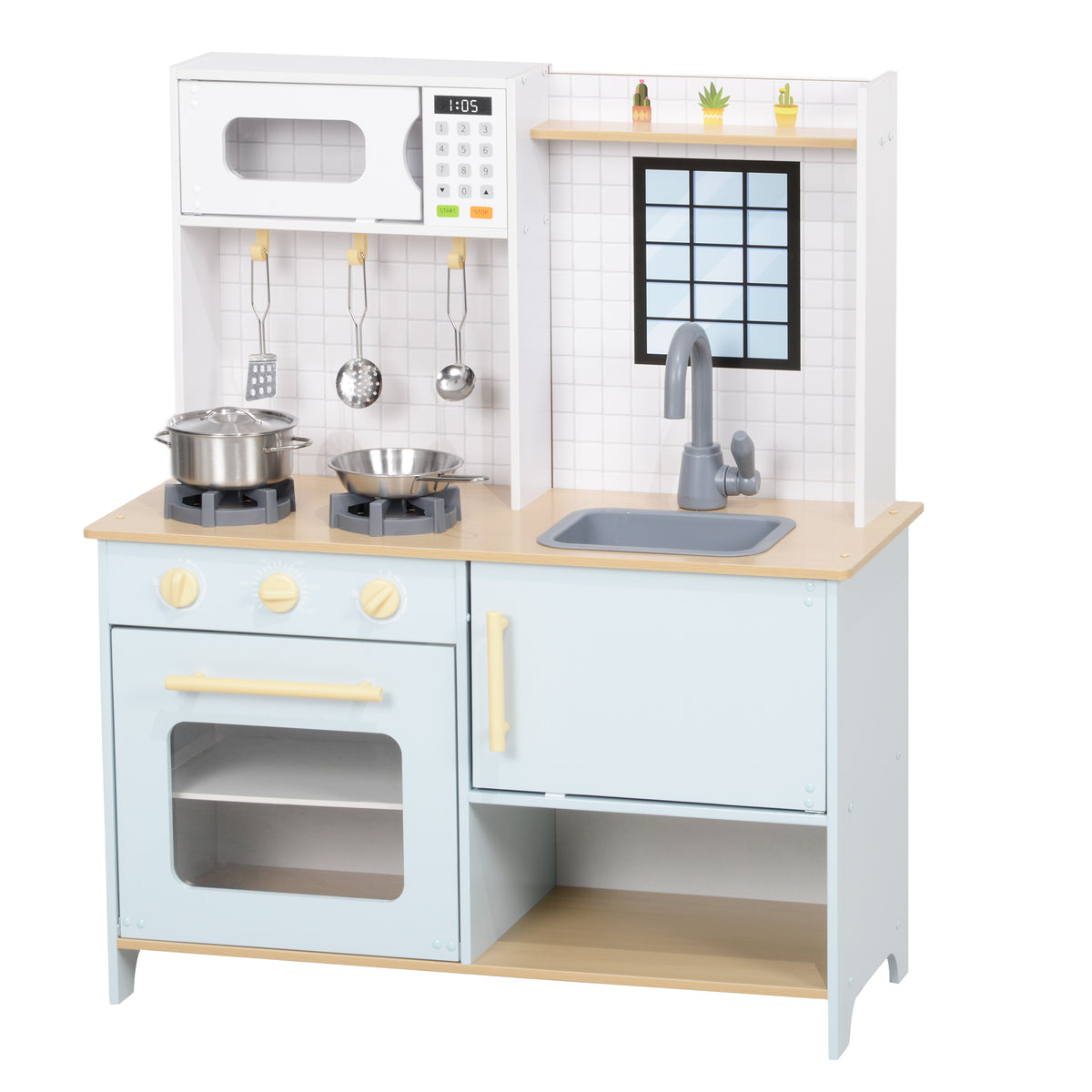 Cuisine de jeu enfant avec cuisinière, micro-ondes et four