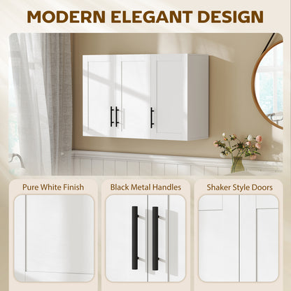Armoire murale salle de bain 3 portes blanc