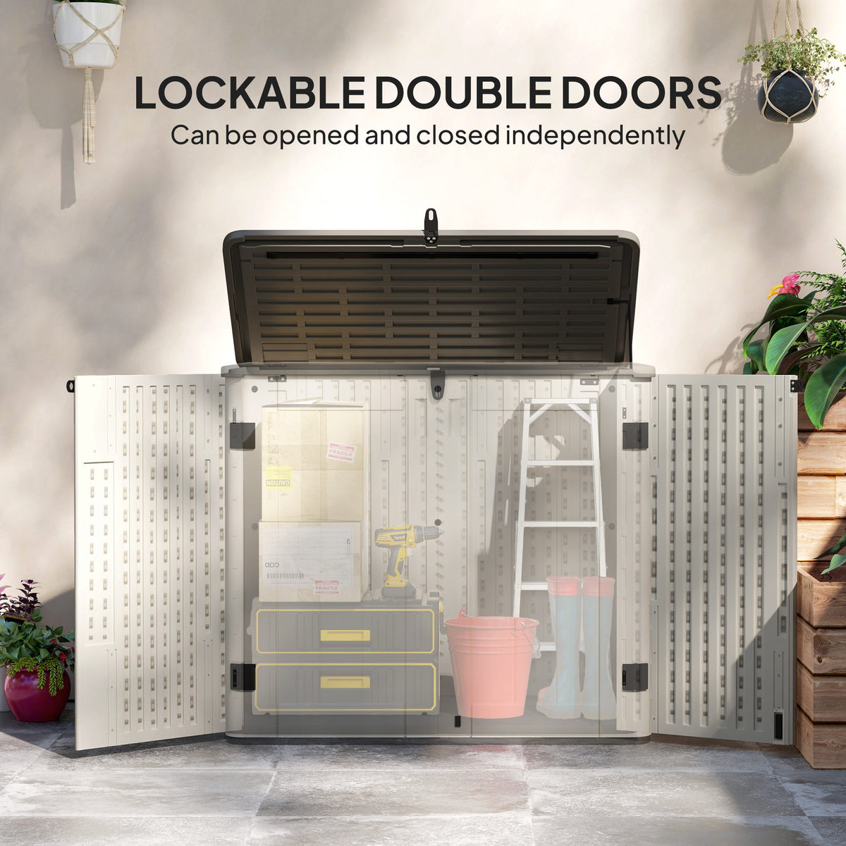 Armoire de rangement extérieur 699 L avec toit ouvrant