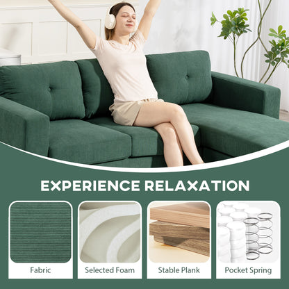Sofa sectionnel en velours côtelé avec chaise longue réversible