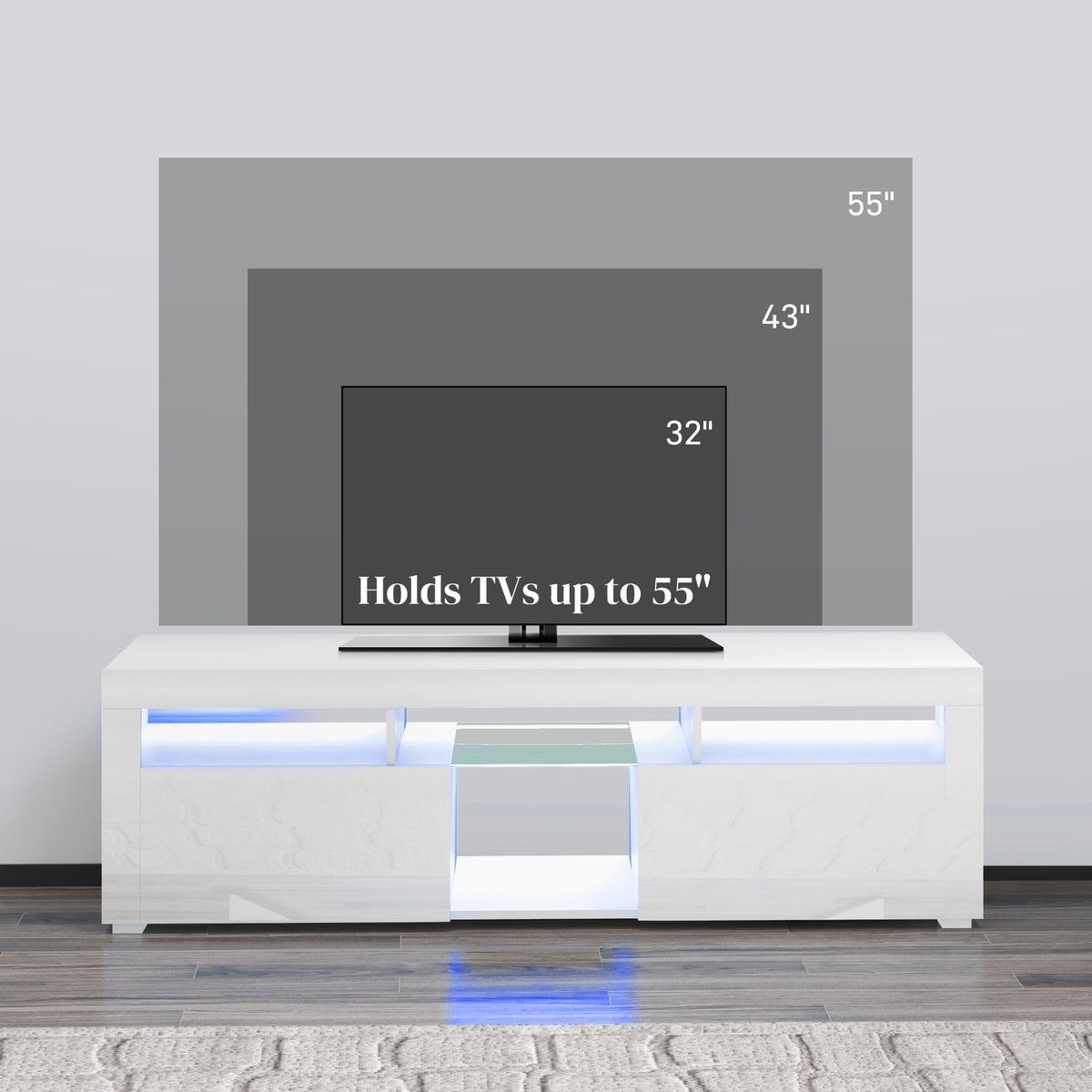 Meuble TV moderne avec lumières LED et rangement