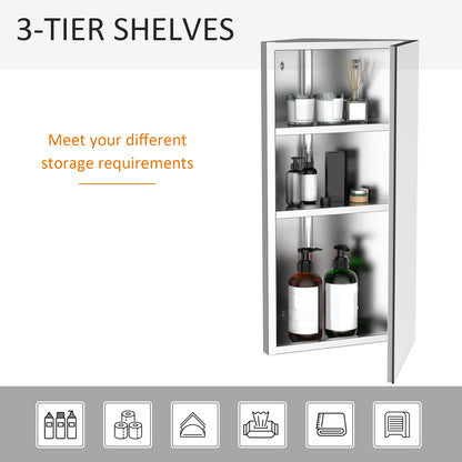 Armoire de toilette d'angle murale en acier inoxydable