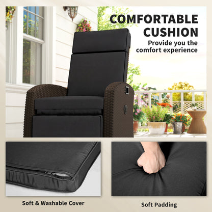 Chaise longue inclinable rotin avec dossier ajustable