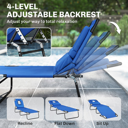 Chaise longue pliable avec trou visage 3 positions