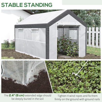  2.1 x 3.7 x 2.1m Wind-Resistant Greenhouse with Ventilation