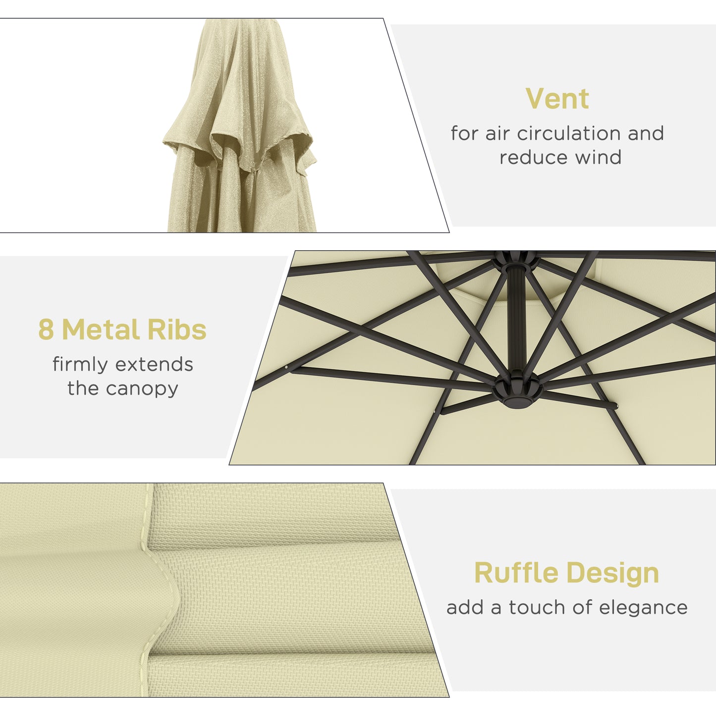 Parasol déporté patio 10 pieds cantilever avec base croisée