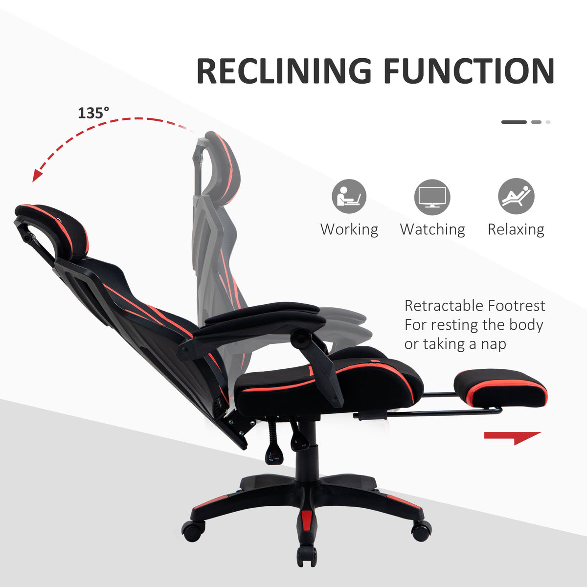 Chaise de jeux ergonomique avec repose-pieds