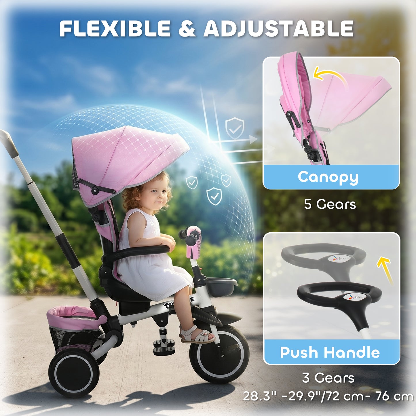 Tricycle évolutif 6-en-1 convertible poussette vélo enfant