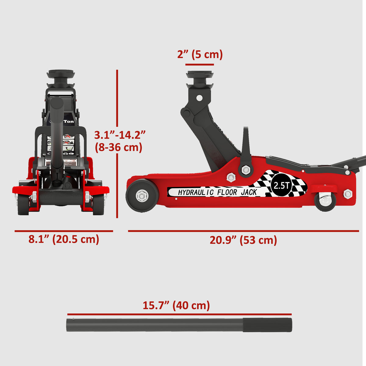 Crick hydraulique surbaissé 2,5 tonnes