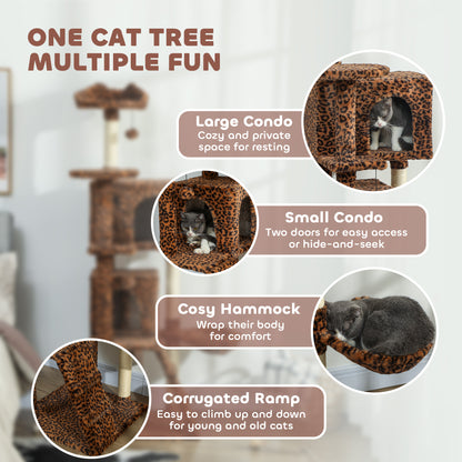 Arbre à chat multiétage avec griffoirs en sisal — Imprimé léopard