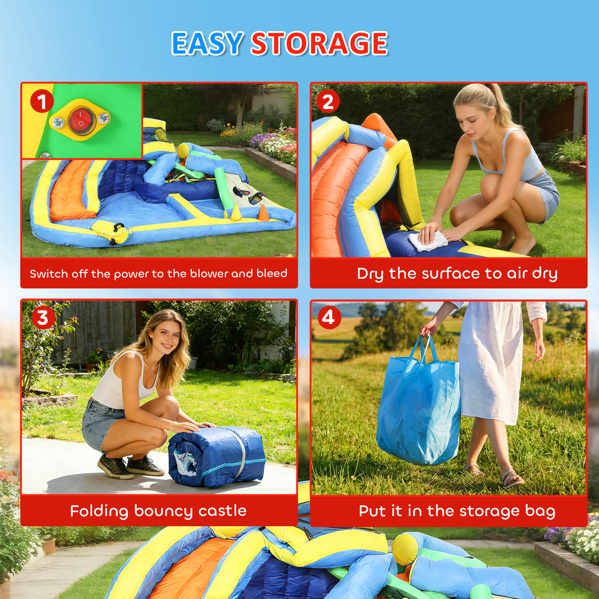 Château gonflable pour enfants avec toboggan et piscine
