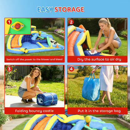 Château gonflable pour enfants avec toboggan et piscine