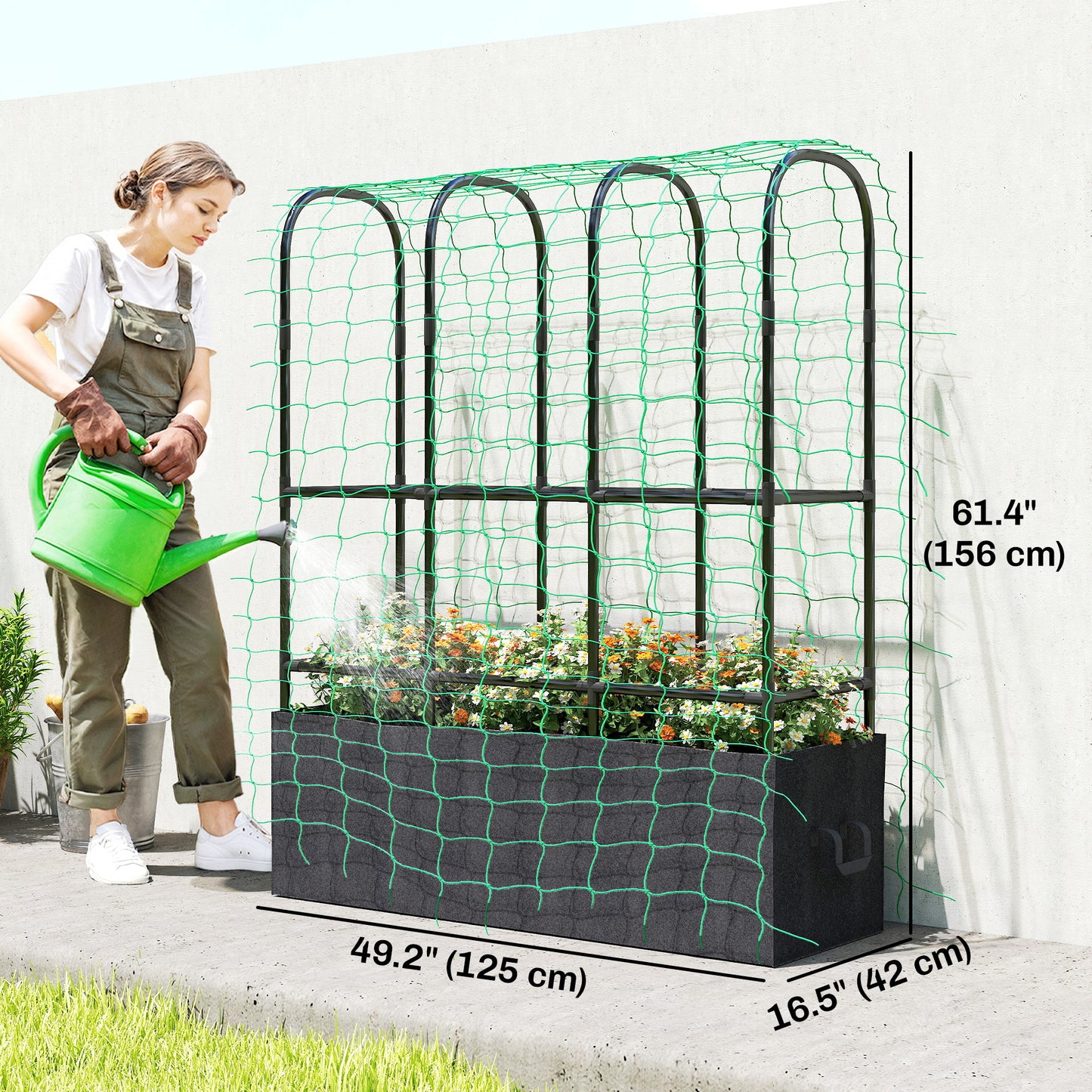 Bac de jardinage surélevé avec treillis