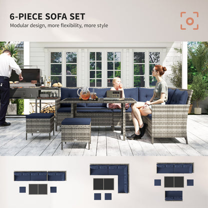 Ensemble de patio sectionnel rotin 6 pièces avec table
