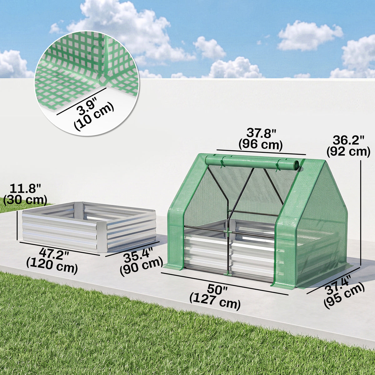 Jardinière surélevée acier serre — gris