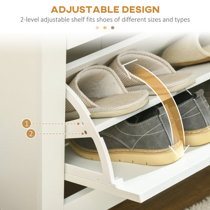 Armoire à chaussures 2 tiroirs rabattables et tablettes ajustables