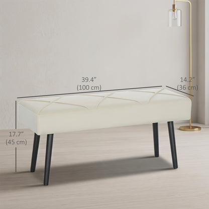 Banc de lit capitonné velours — pieds en acier