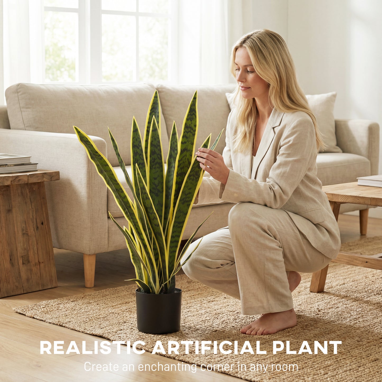 Plante artificielle Sansevieria 21 feuilles 76 cm