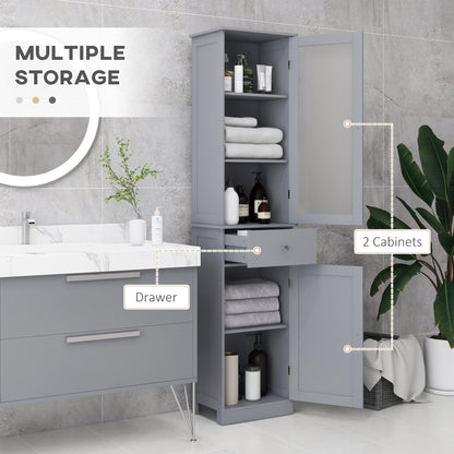 Armoire salle de bain haute avec tiroir et portes