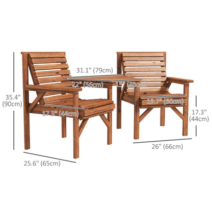 Banc de jardin double avec table centrale — Tan
