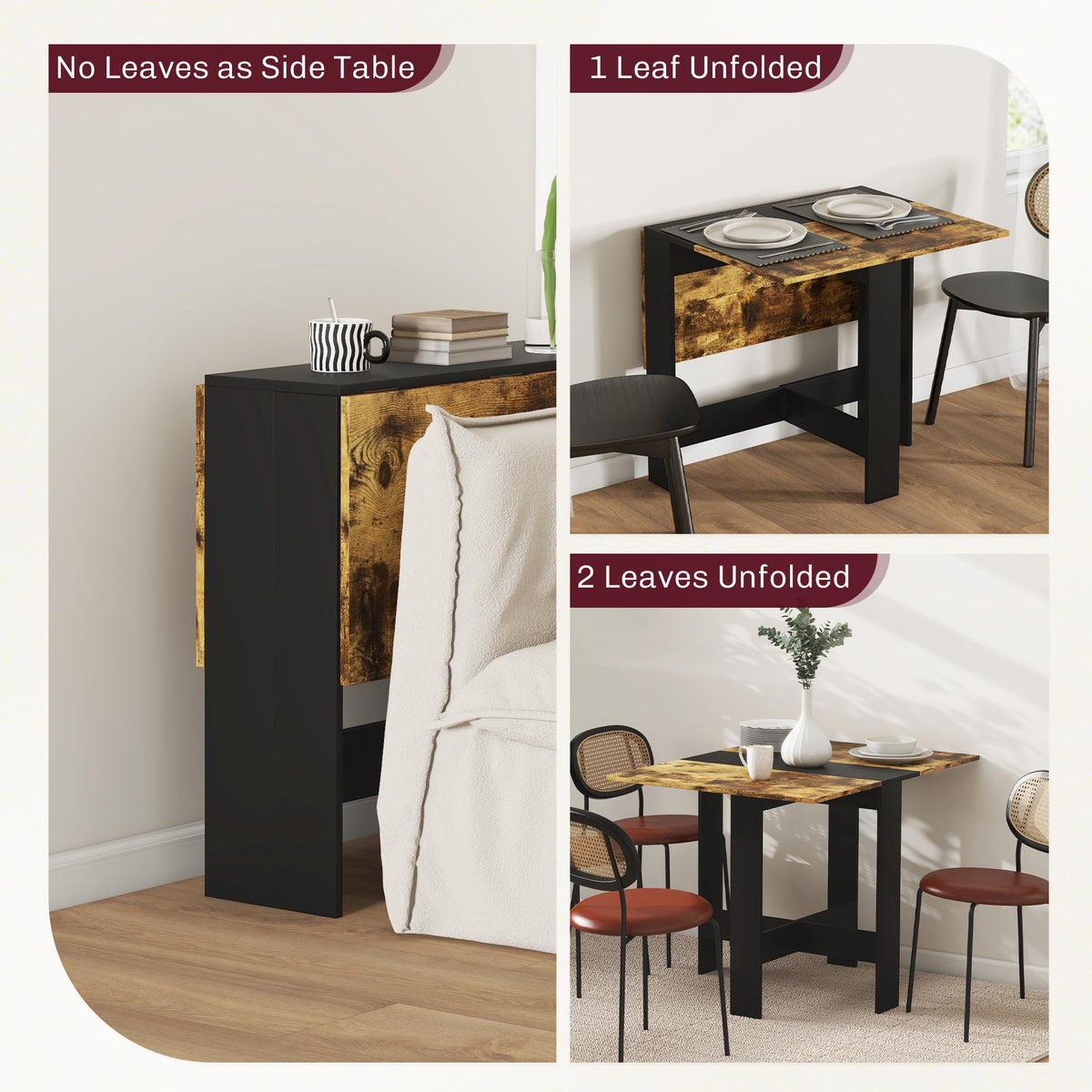 Table à abattants pliante multiusage gain de place