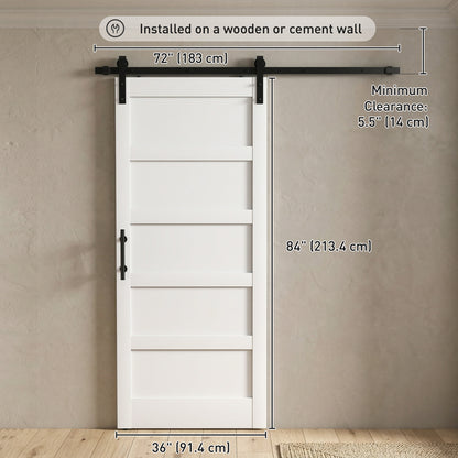 Porte de grange coulissante style Shaker avec quincaillerie