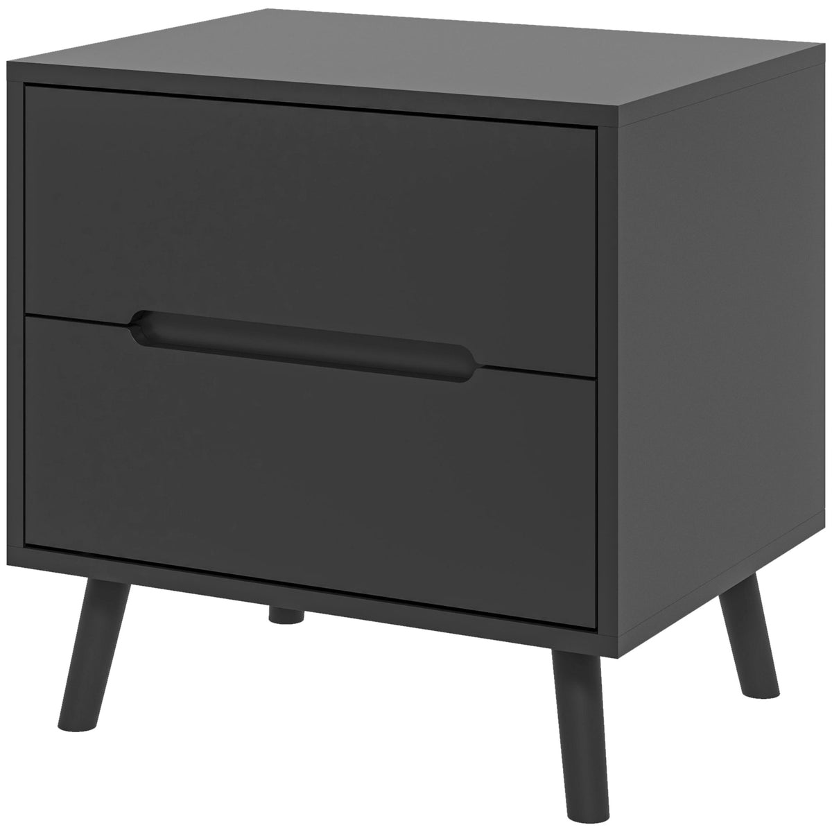 Table de chevet moderne à deux tiroirs avec pieds