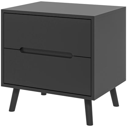 Table de chevet moderne à deux tiroirs avec pieds