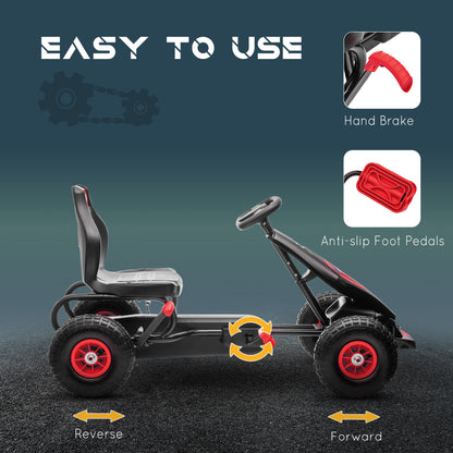 Kart à Pédales Aosom pour Enfants - Cadre Acier avec Freins