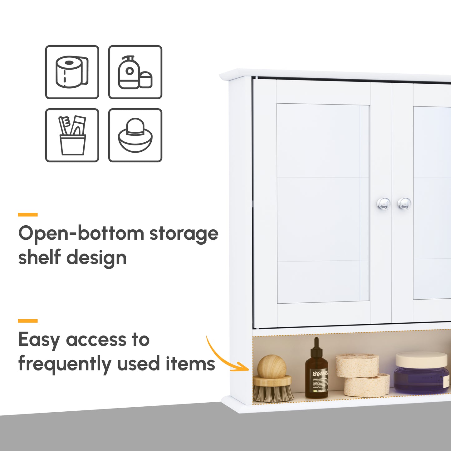 Armoire miroir murale salle bain portes doubles
