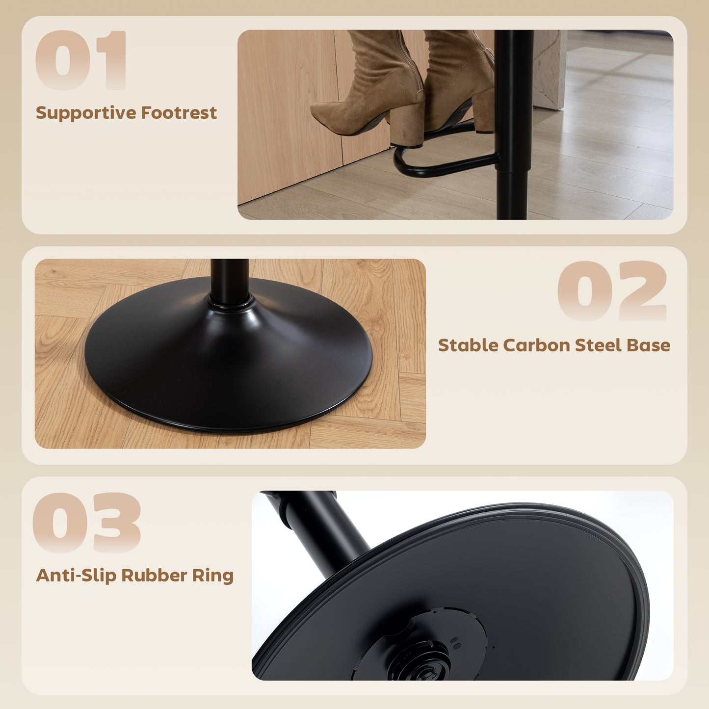 Tabourets de bar pivotants ajustables ensemble de 2