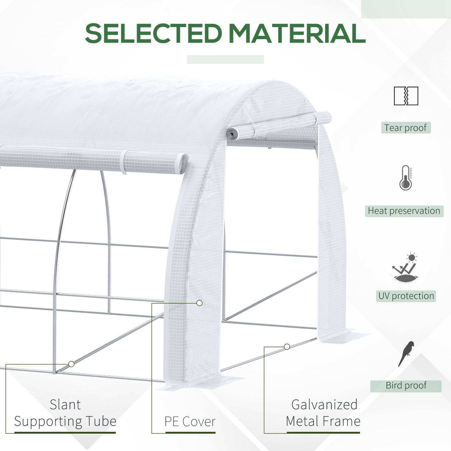  6x3x2m Tunnel Greenhouse with 12 Windows and UV Protection