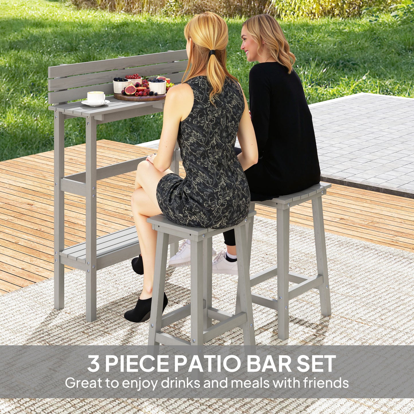 Ensemble bar patio 3 pièces hauteur comptoir table 109 cm