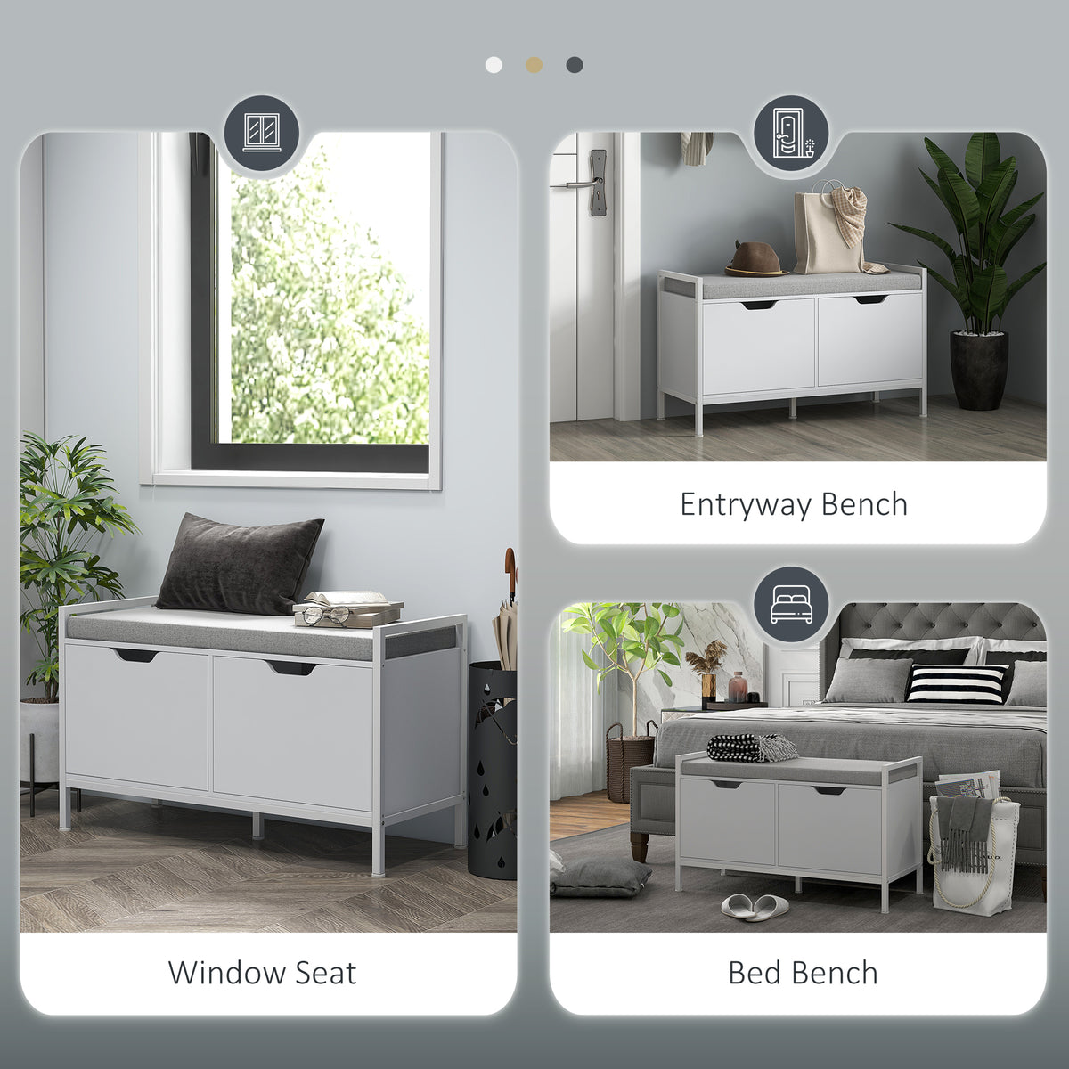 Banc de rangement pour chaussures capitonné