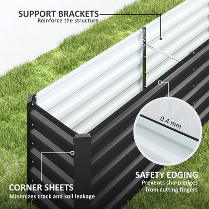 Outsunny Galvanized Raised Garden Bed 240x40x45cm Outdoor Garden