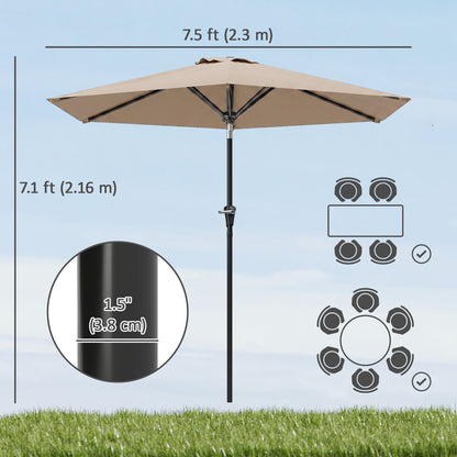 Parasol de terrasse inclinable avec 6 baleines — kaki