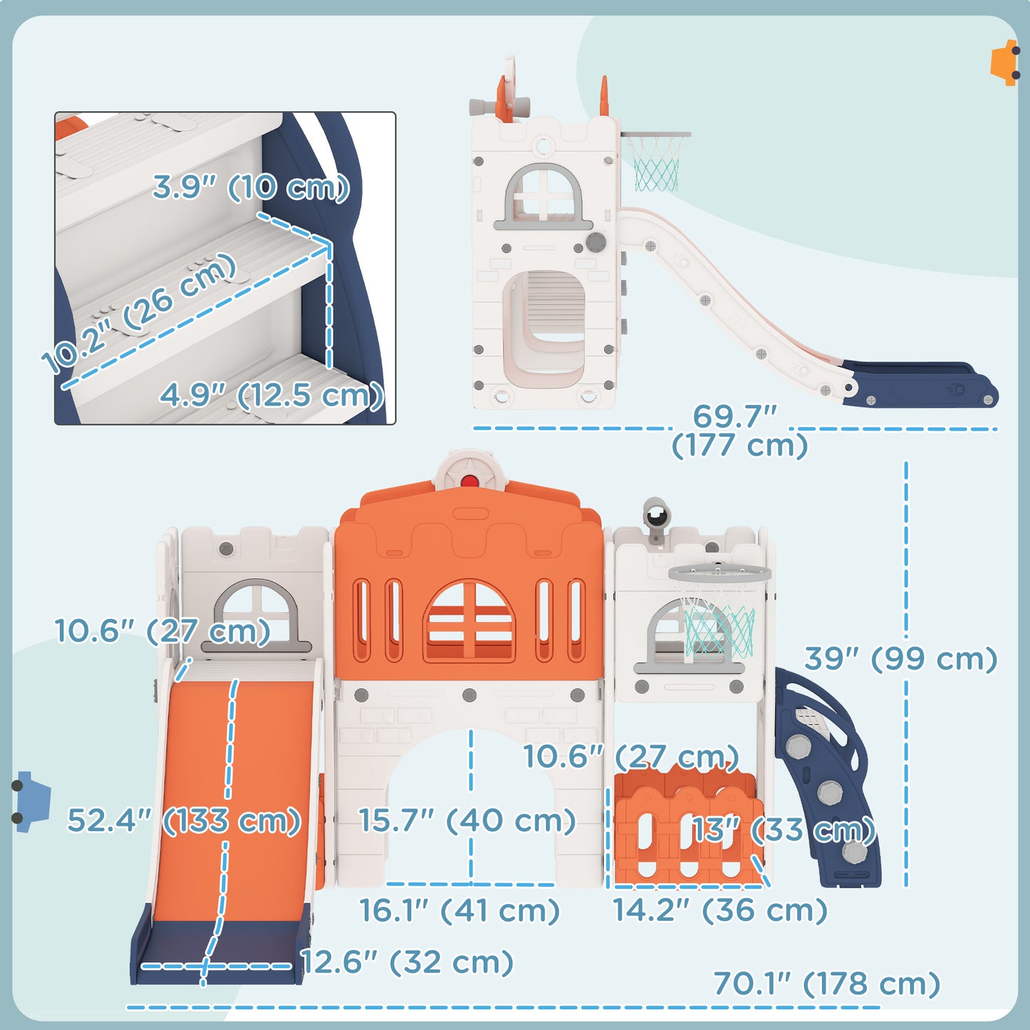 Centre de jeu 9-en-1 pour tout-petits avec toboggan