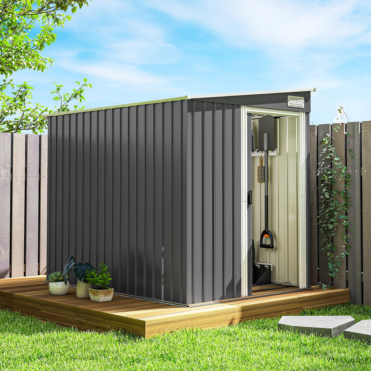 Remise de jardin en acier galvanisé avec design appentis