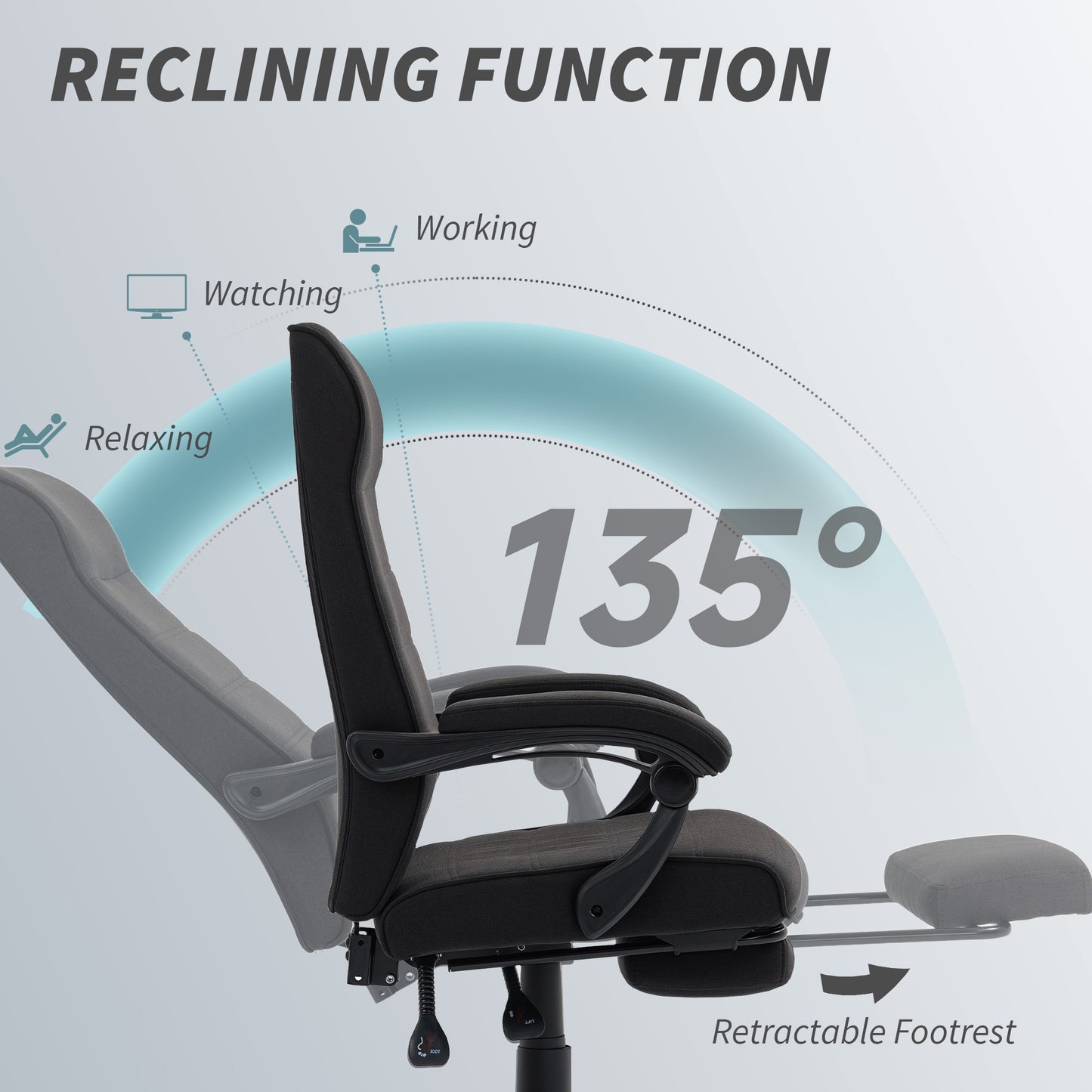 Chaise de bureau dossier haut inclinable avec repose-pieds