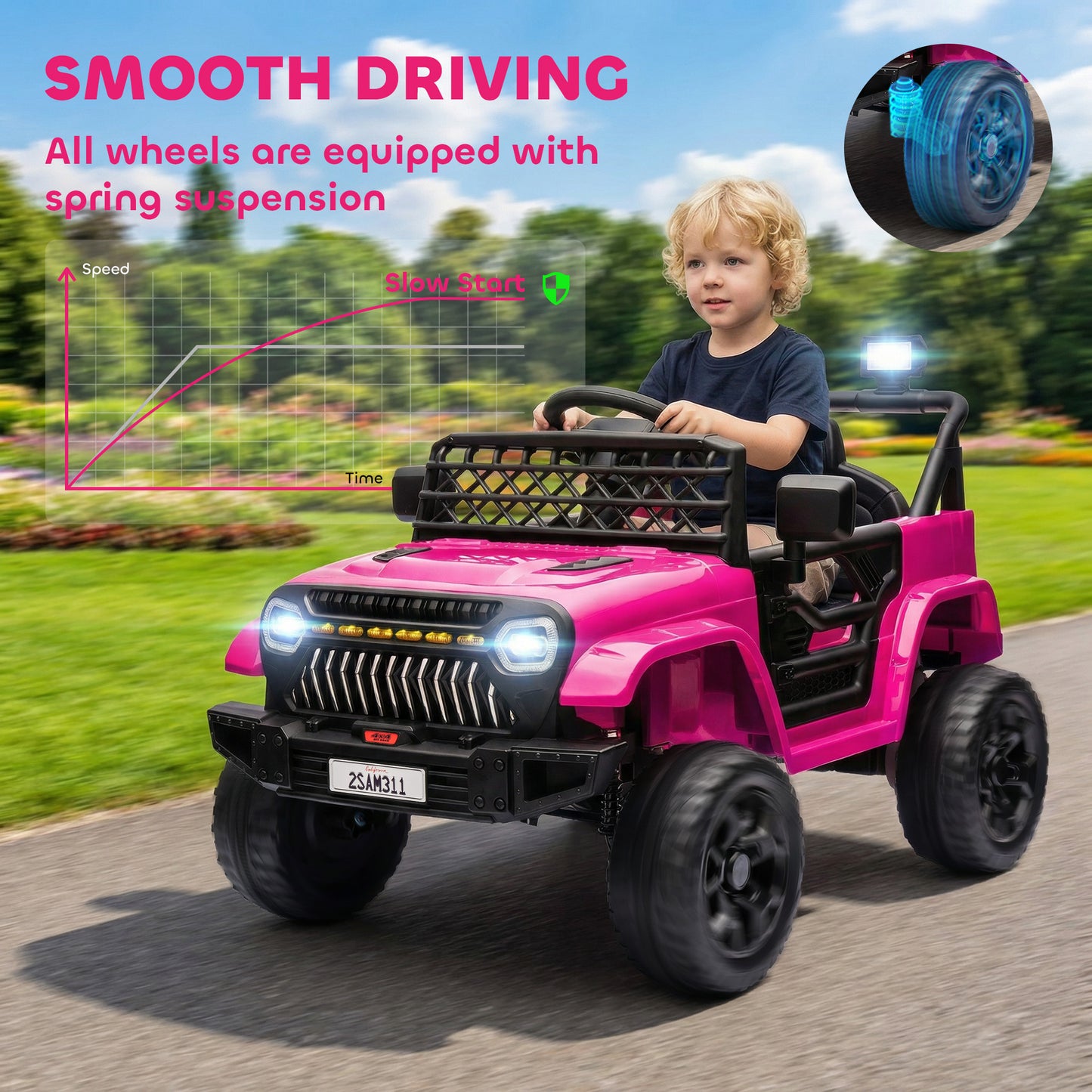 Camion électrique 12V télécommandé pour enfants avec suspension