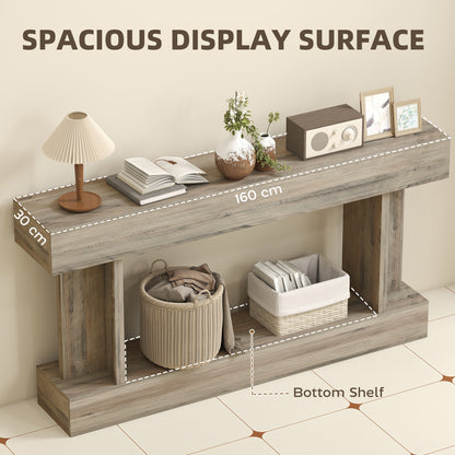 Table console vintage avec tablette inférieure 160 cm