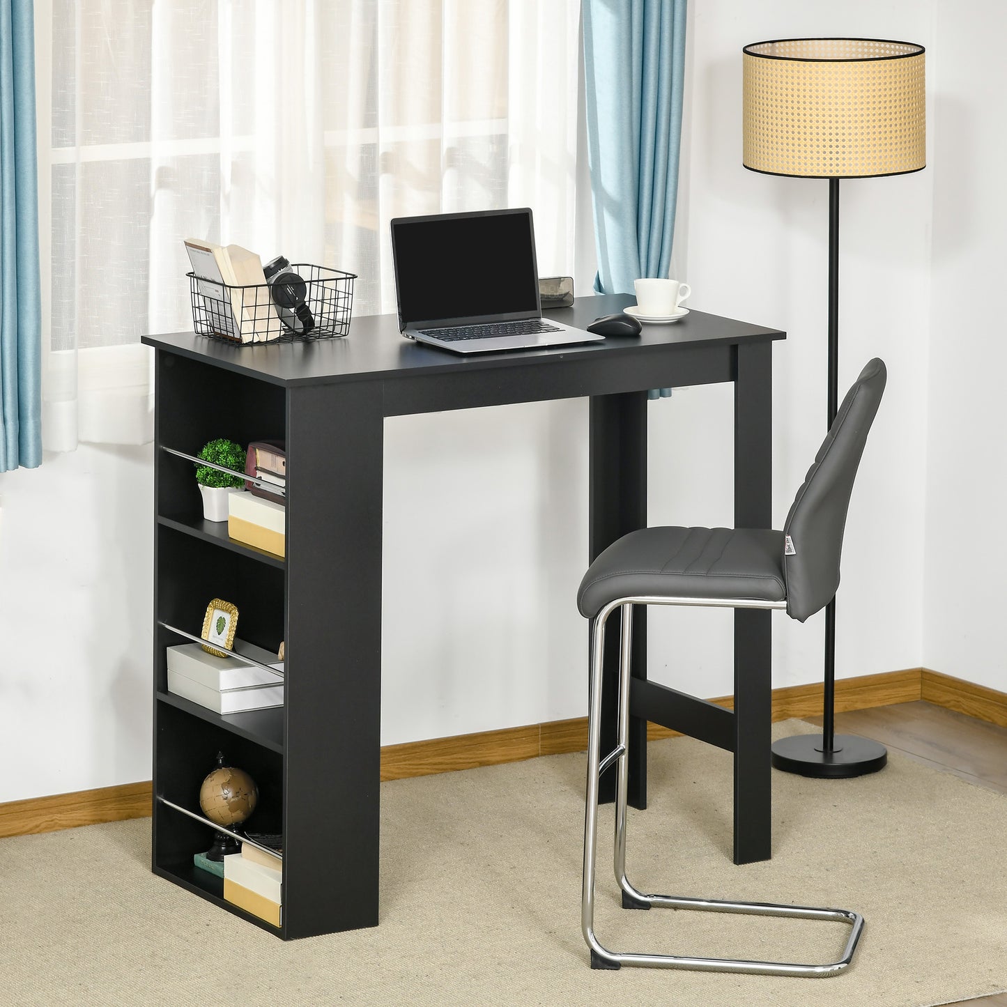 Table haute cuisine 3 tablettes rangement