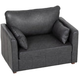 Fauteuil accent cuir PU siège large avec coussins