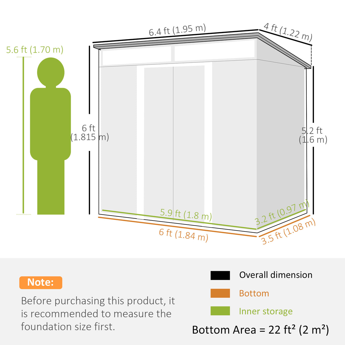 Cabanon de rangement 2 m² acier galvanisé portes coulissantes