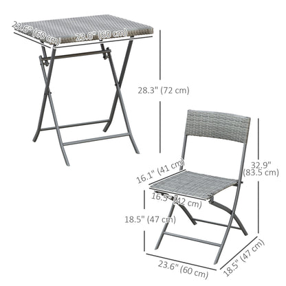 Ensemble bistro pliable 3 pièces rotin